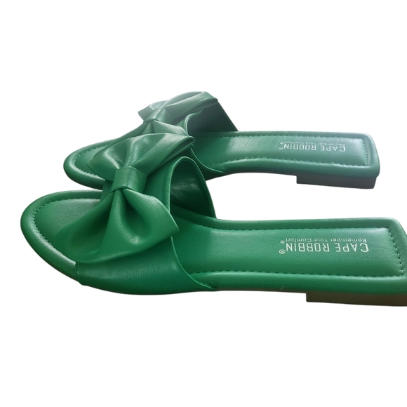 Cape Robbin Kelly Green Dane Comfort Sandal With Bow Detail Size 9 - Picture 2 of 7